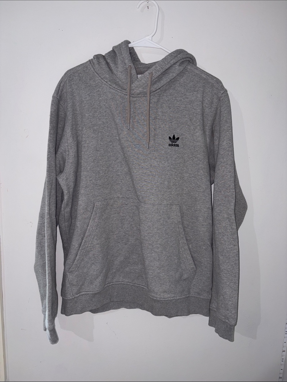 adidas Light Gray Pullover Hoodie with Trefoil Logo